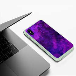 Чехол iPhone XS Max матовый Текстура - Purple explosion, цвет: 3D-салатовый — фото 2