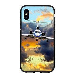 Чехол iPhone XS Max матовый Ту-154 Суровый закат, цвет: 3D-черный