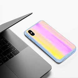 Чехол iPhone XS Max матовый Акварельный градиент желто- розовый, цвет: 3D-голубой — фото 2