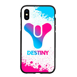 Чехол iPhone XS Max матовый Destiny neon gradient style, цвет: 3D-черный