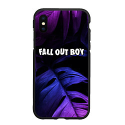 Чехол iPhone XS Max матовый Fall Out Boy neon monstera, цвет: 3D-черный