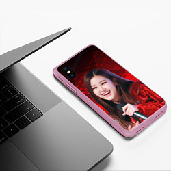 Чехол iPhone XS Max матовый Rose Blackpink red, цвет: 3D-розовый — фото 2