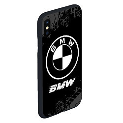 Чехол iPhone XS Max матовый BMW speed на темном фоне со следами шин, цвет: 3D-черный — фото 2