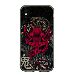 Чехол iPhone XS Max матовый Oni mask and snake