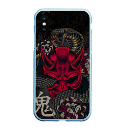 Чехол iPhone XS Max матовый Oni mask and snake, цвет: 3D-голубой