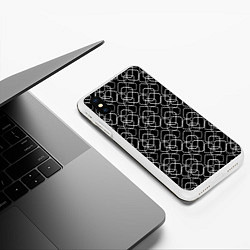 Чехол iPhone XS Max матовый Кольца на черном, цвет: 3D-белый — фото 2