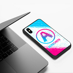 Чехол iPhone XS Max матовый Aerosmith neon gradient style, цвет: 3D-черный — фото 2