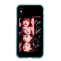 Чехол iPhone XS Max матовый Blackpink Autographs, цвет: 3D-мятный