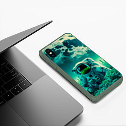 Чехол iPhone XS Max матовый Астронавт на зеленой планете, цвет: 3D-темно-зеленый — фото 2