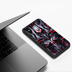 Чехол iPhone XS Max матовый Красный Кибер череп, цвет: 3D-черный — фото 2