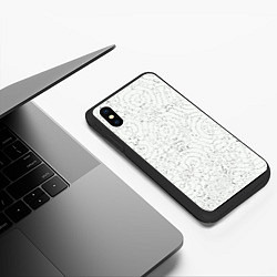 Чехол iPhone XS Max матовый Хаотичная черно-белая рябь - узор Хуф и Ся, цвет: 3D-черный — фото 2