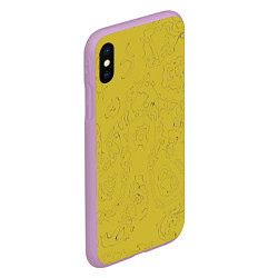 Чехол iPhone XS Max матовый Рябь - зеленовато-желтый и фиолетовый - узор Хуф и, цвет: 3D-сиреневый — фото 2