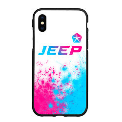 Чехол iPhone XS Max матовый Jeep neon gradient style: символ сверху, цвет: 3D-черный