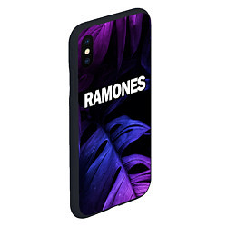 Чехол iPhone XS Max матовый Ramones neon monstera, цвет: 3D-черный — фото 2