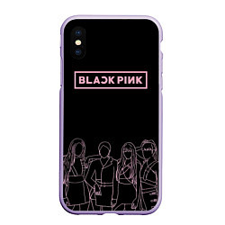 Чехол iPhone XS Max матовый Blackpink - art contour, цвет: 3D-светло-сиреневый