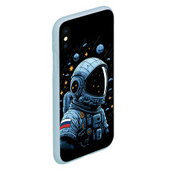 Чехол iPhone XS Max матовый Русский космонавт, цвет: 3D-голубой — фото 2