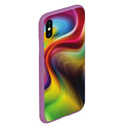 Чехол iPhone XS Max матовый Rainbow waves, цвет: 3D-фиолетовый — фото 2