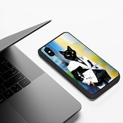 Чехол iPhone XS Max матовый Cat fashionista - neural network - pop art, цвет: 3D-черный — фото 2