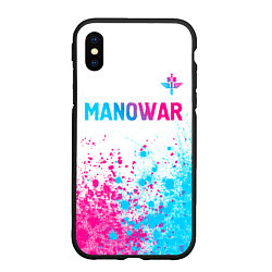 Чехол iPhone XS Max матовый Manowar neon gradient style: символ сверху, цвет: 3D-черный