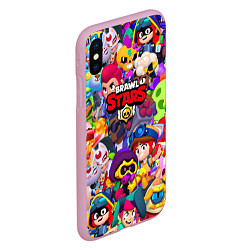 Чехол iPhone XS Max матовый Brawl stars all pattern, цвет: 3D-розовый — фото 2