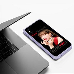 Чехол iPhone XS Max матовый Blackpink Lisa paints lips, цвет: 3D-светло-сиреневый — фото 2