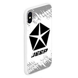 Чехол iPhone XS Max матовый Jeep speed на светлом фоне со следами шин, цвет: 3D-белый — фото 2