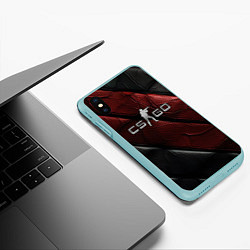 Чехол iPhone XS Max матовый CS GO dark red texture, цвет: 3D-мятный — фото 2