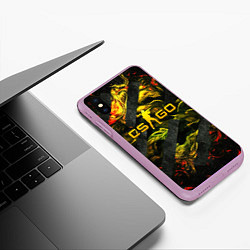 Чехол iPhone XS Max матовый CSGO fire and green, цвет: 3D-сиреневый — фото 2