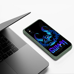 Чехол iPhone XS Max матовый Sum41 horns skull, цвет: 3D-темно-зеленый — фото 2