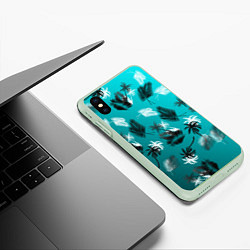 Чехол iPhone XS Max матовый Летний узор с пальмами, цвет: 3D-салатовый — фото 2
