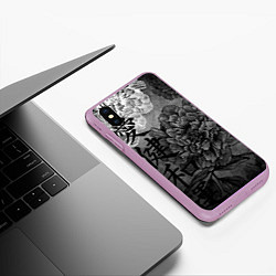 Чехол iPhone XS Max матовый Flowers - japanese art, цвет: 3D-сиреневый — фото 2