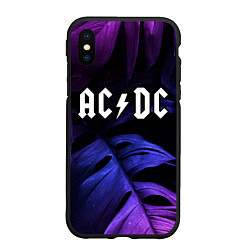 Чехол iPhone XS Max матовый AC DC neon monstera, цвет: 3D-черный