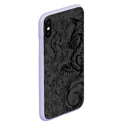 Чехол iPhone XS Max матовый Black dragon - grunge, цвет: 3D-светло-сиреневый — фото 2