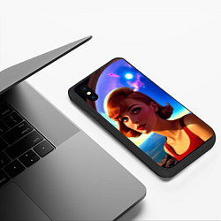 Чехол iPhone XS Max матовый Девушка в спиральном тоннеле, цвет: 3D-черный — фото 2