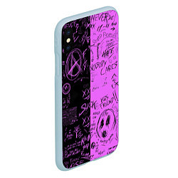 Чехол iPhone XS Max матовый Dead inside purple black, цвет: 3D-голубой — фото 2