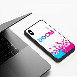 Чехол iPhone XS Max матовый Doom neon gradient style: символ сверху, цвет: 3D-черный — фото 2