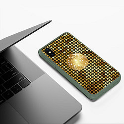 Чехол iPhone XS Max матовый Золотой диско шар и золотая мозаика, цвет: 3D-темно-зеленый — фото 2