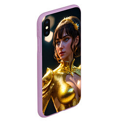 Чехол iPhone XS Max матовый Девушка в золотом чешуйчатом костюме, цвет: 3D-сиреневый — фото 2