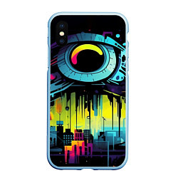 Чехол iPhone XS Max матовый The eye of cyberpunk, цвет: 3D-голубой