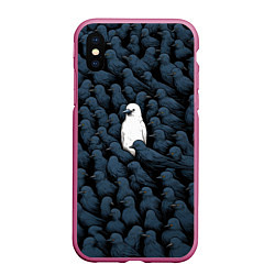Чехол iPhone XS Max матовый White crow, цвет: 3D-малиновый