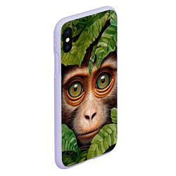 Чехол iPhone XS Max матовый Обезьяна в джунглях, цвет: 3D-светло-сиреневый — фото 2