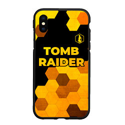 Чехол iPhone XS Max матовый Tomb Raider - gold gradient: символ сверху, цвет: 3D-черный