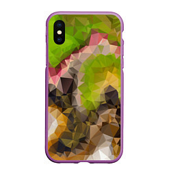 Чехол iPhone XS Max матовый Green brown pattern, цвет: 3D-фиолетовый