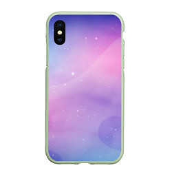 Чехол iPhone XS Max матовый Градиентовый космос, цвет: 3D-салатовый