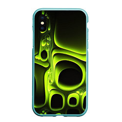 Чехол iPhone XS Max матовый Зеленая кислотная абстракция, цвет: 3D-мятный