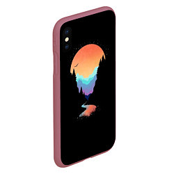 Чехол iPhone XS Max матовый Неоновое солнце SynthWave, цвет: 3D-малиновый — фото 2