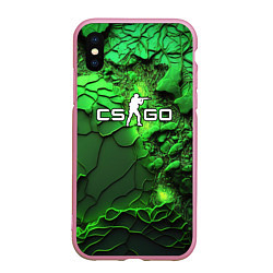 Чехол iPhone XS Max матовый CS GO green abstract, цвет: 3D-розовый