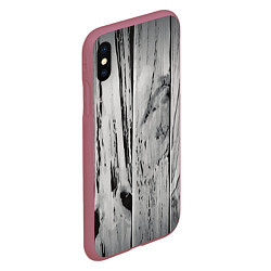 Чехол iPhone XS Max матовый Grey wood, цвет: 3D-малиновый — фото 2