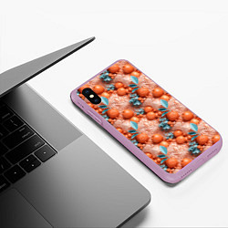Чехол iPhone XS Max матовый Сочные фрукты клипарт, цвет: 3D-сиреневый — фото 2