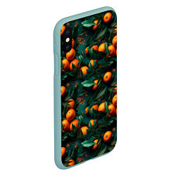 Чехол iPhone XS Max матовый Яркие апельсины, цвет: 3D-мятный — фото 2